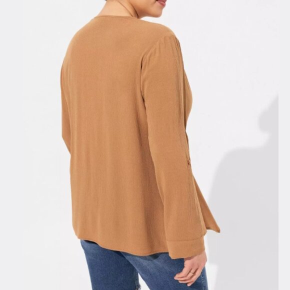 Drape Front Kimono by Torrid, Tobacco Brown, 3x - Picture 7 of 8